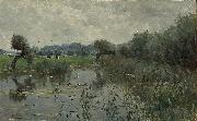 Willem Roelofs In the Floodplains of the River IJssel France oil painting artist